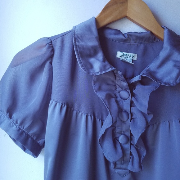 Gray/Silver Ruffled Shift Dress - Picture 2 of 5